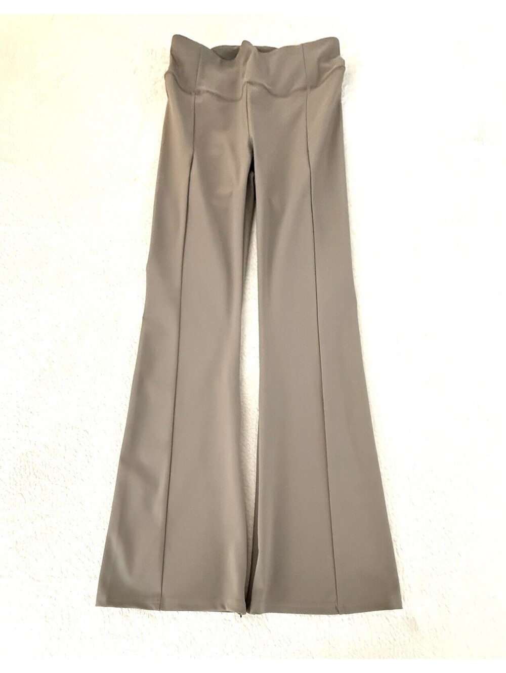 CALIA Journey Womens L High Rise Sculpt Flare Pants Taupe Zip Hem NWT